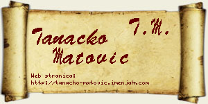 Tanacko Matović vizit kartica